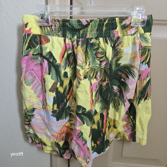 Farm Rio Summer Memories  Beach palm Trees Linen Shorts M Made in Brazil - Picture 4 of 10